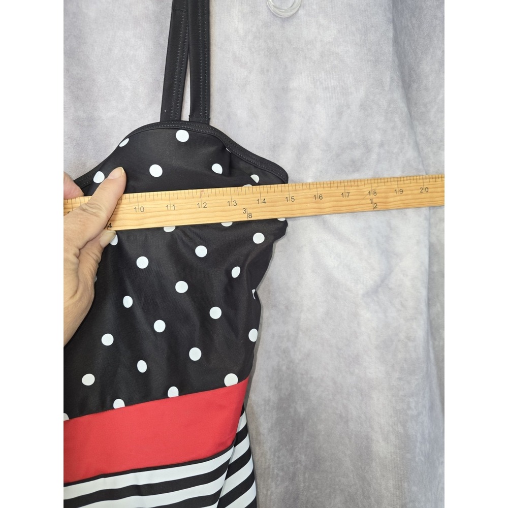 ModCloth BLACK POLKA DOT Katie Polka-Dot Bandeau One-Piece Swimsuit, US XL - Picture 8 of 12